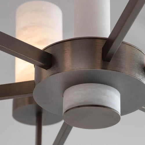 Contemporary Alabaster 6-arm Compass Chandelier by Bling Lighting Studio