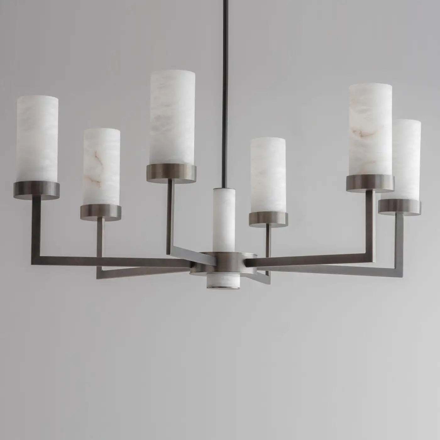 Contemporary Alabaster 6-arm Compass Chandelier by Bling Lighting Studio