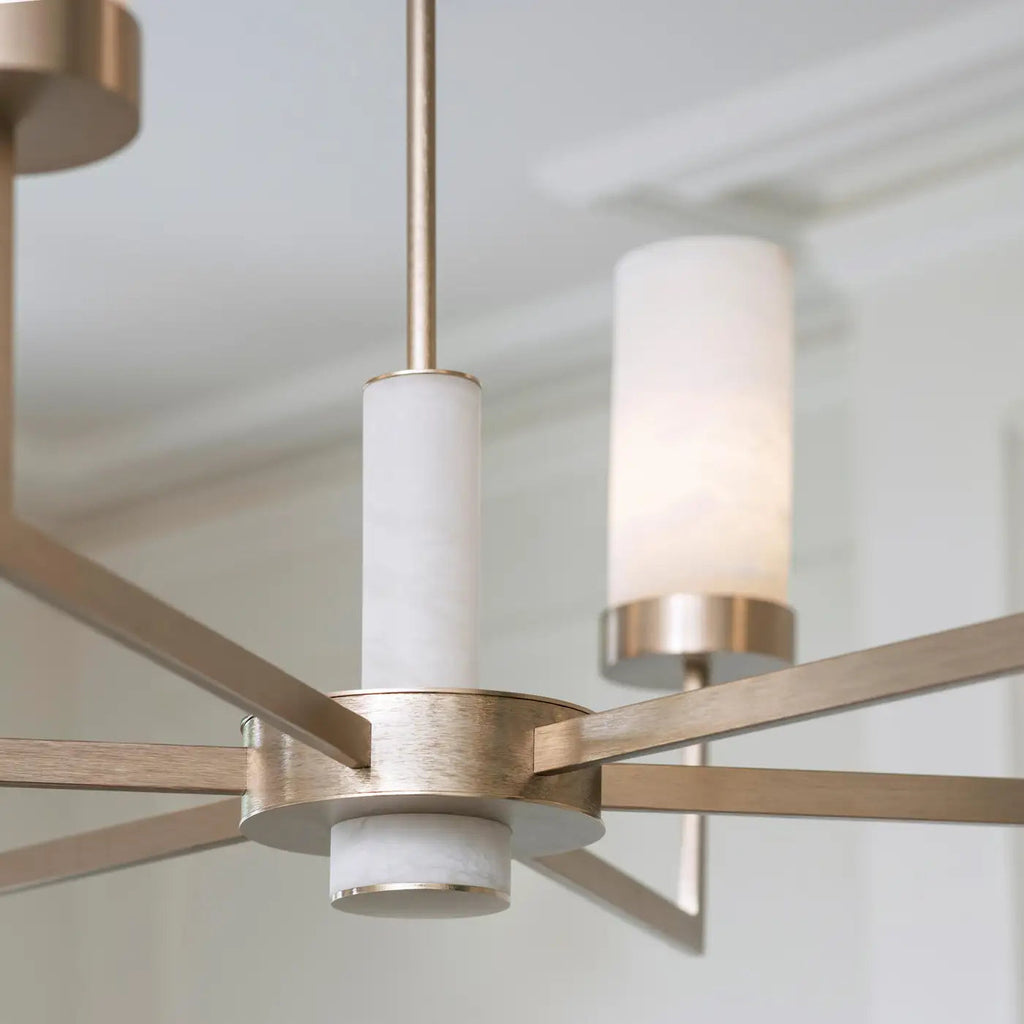 Contemporary Alabaster 6-arm Compass Chandelier by Bling Lighting Studio