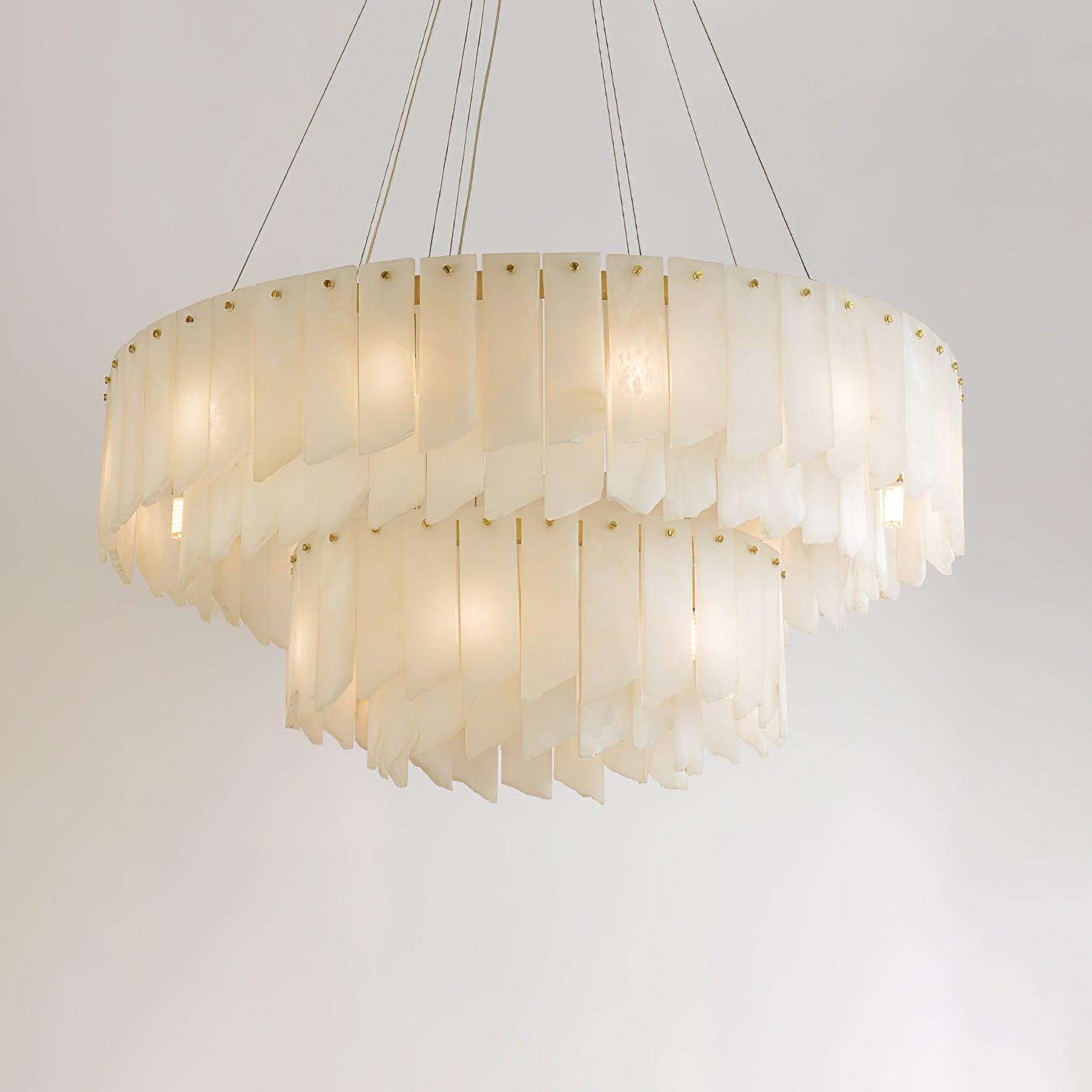Contemporary Alabaster Cascade Tiered Chandelier product image