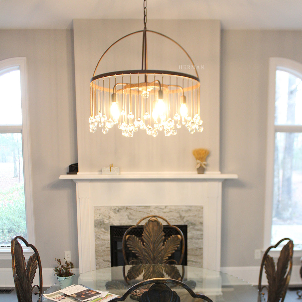 Contemporary Aubrey Crystal Ball Round Chandelier 5 Light / 8 Light detail view