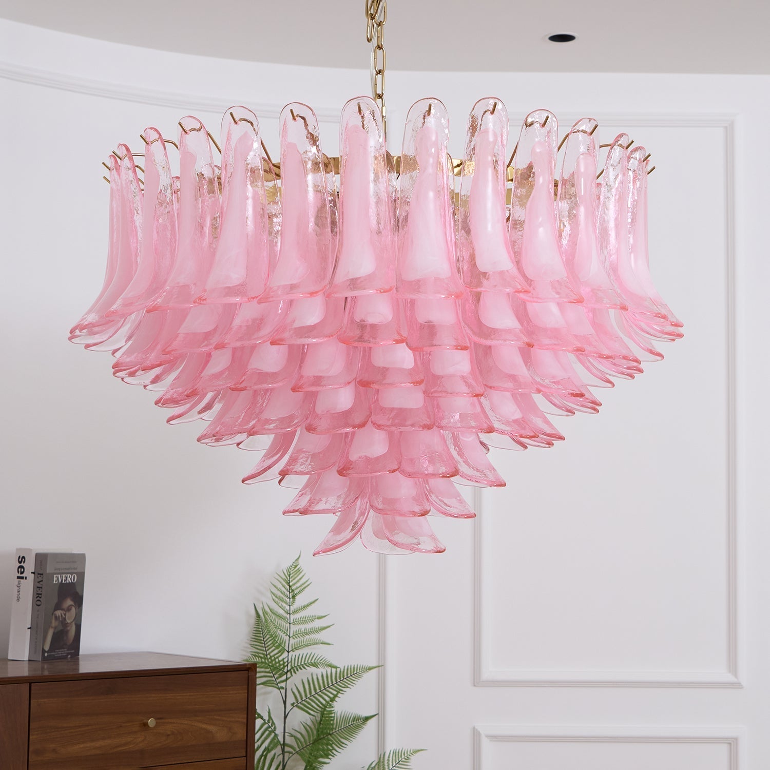 Contemporary Blush Pink Glass Murano Chandelier product image
