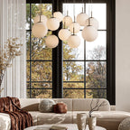 Contemporary Casen Glass Round Chandelier 20"28"34"43" material and finish detail