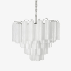 Contemporary Frosted Murano Tube Cascade Chandelier by Bling Lighting Studio