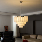 Contemporary Frosted Murano Tube Cascade Chandelier product image