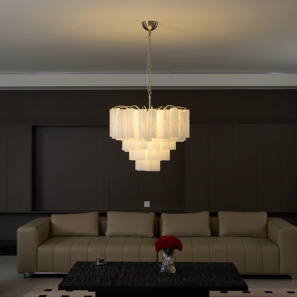 Contemporary Frosted Murano Tube Cascade Chandelier product image