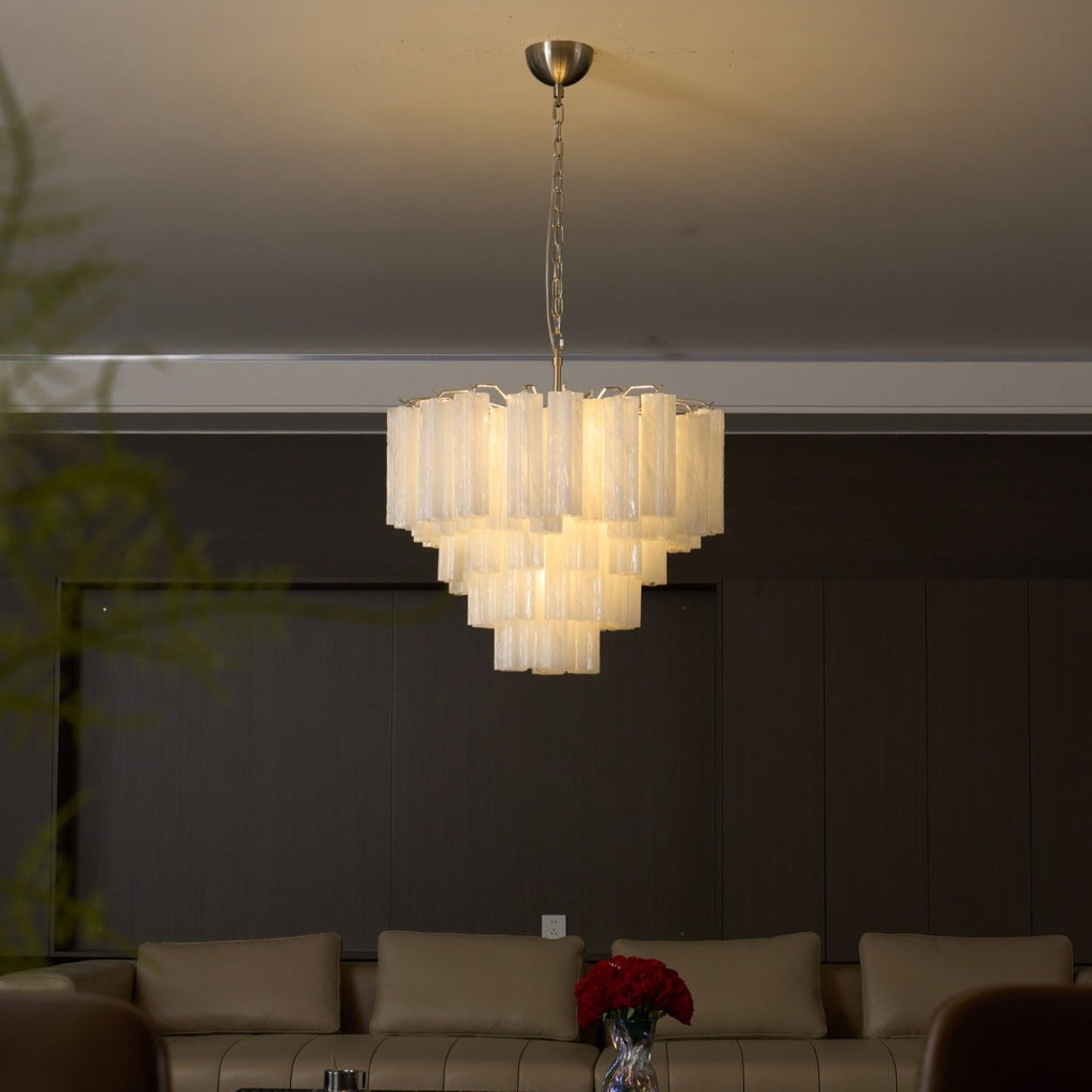 Contemporary Frosted Murano Tube Cascade Chandelier product image