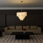 Contemporary Frosted Murano Tube Cascade Chandelier product image