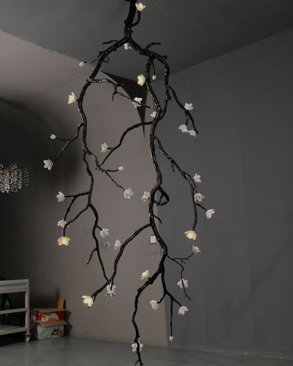 Contemporary Large Long Branch Flower Chandelier material and finish detail