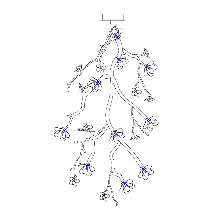Contemporary Large Long Branch Flower Chandelier product image