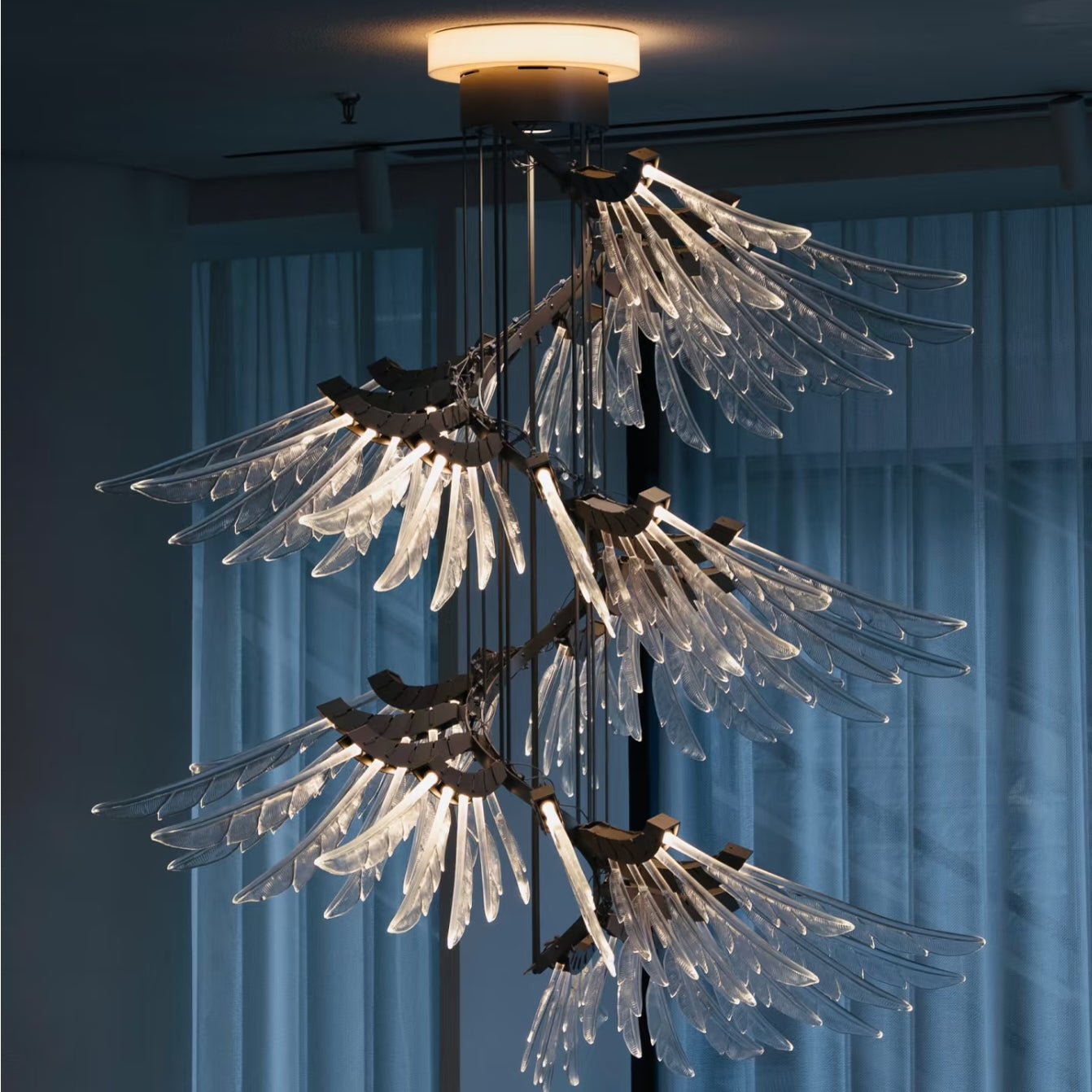Contemporary Plumage Ascent Chandelier material and finish detail