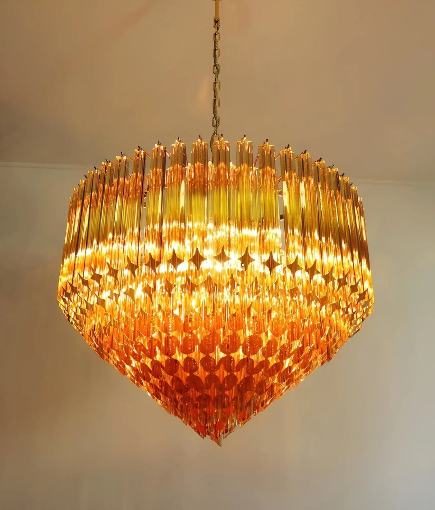 Contemporary Prism Murano Amber Glass Chandelier product image