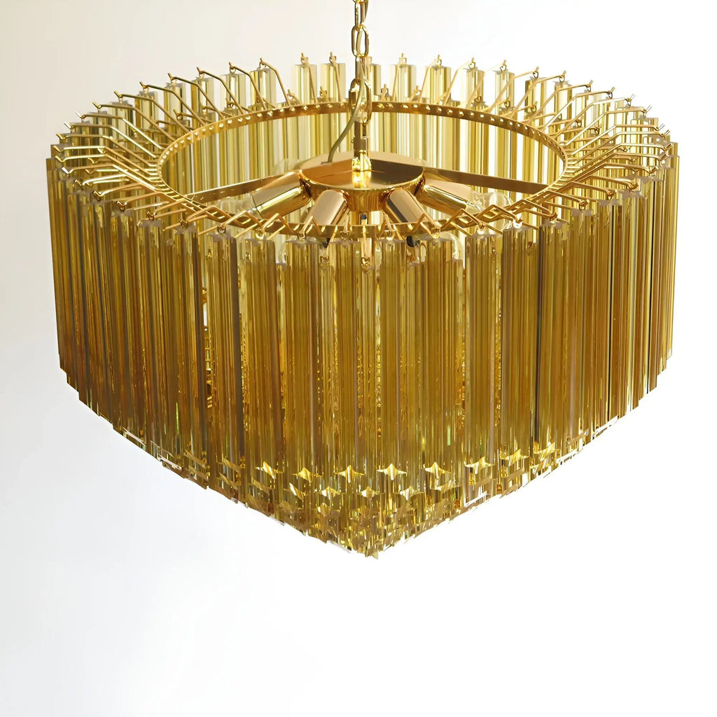 Contemporary Prism Murano Amber Glass Chandelier product image