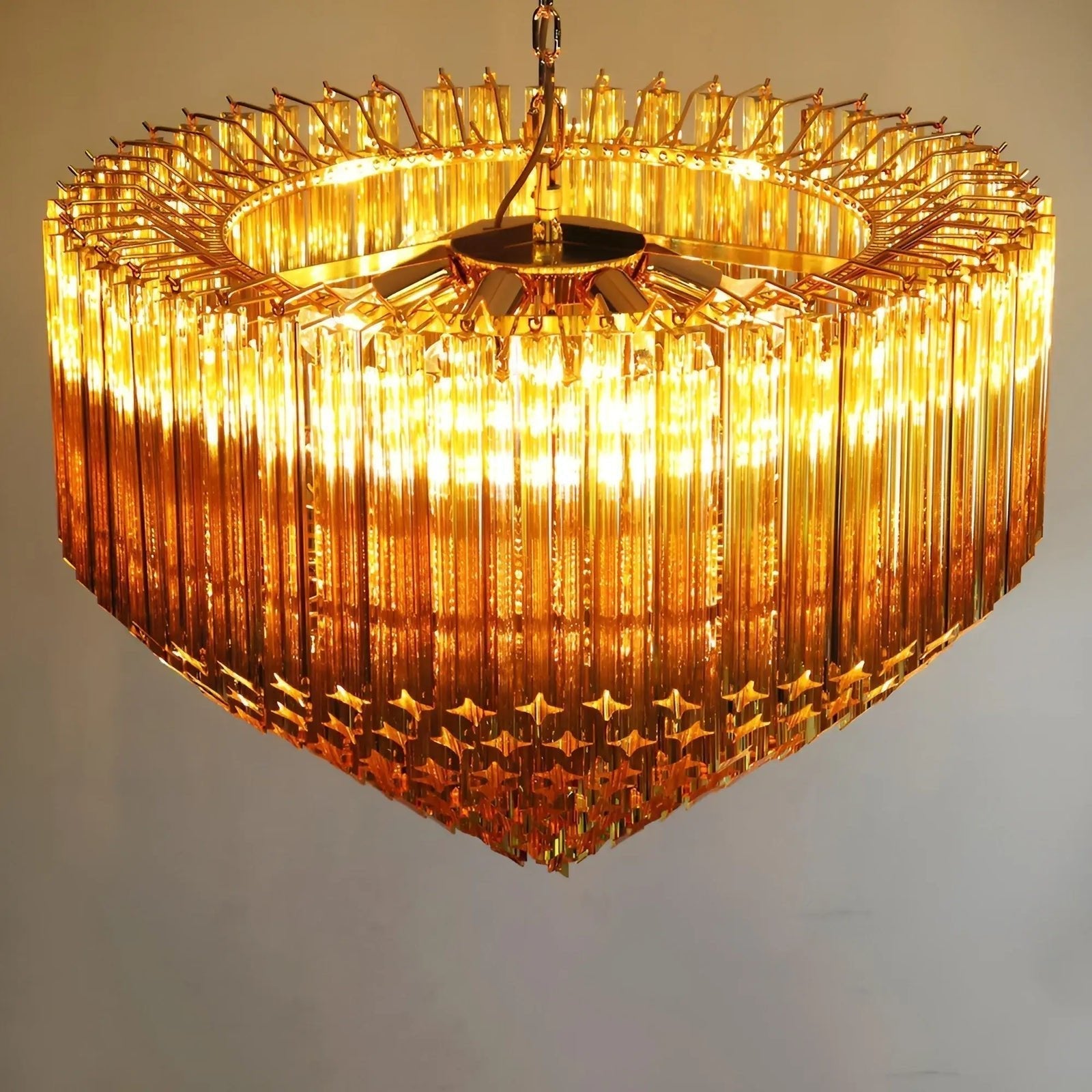 Contemporary Prism Murano Amber Glass Chandelier product image