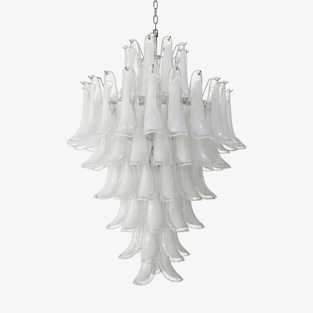 Contemporary White Cloud Glass Petals Chandelier by Bling Lighting Studio