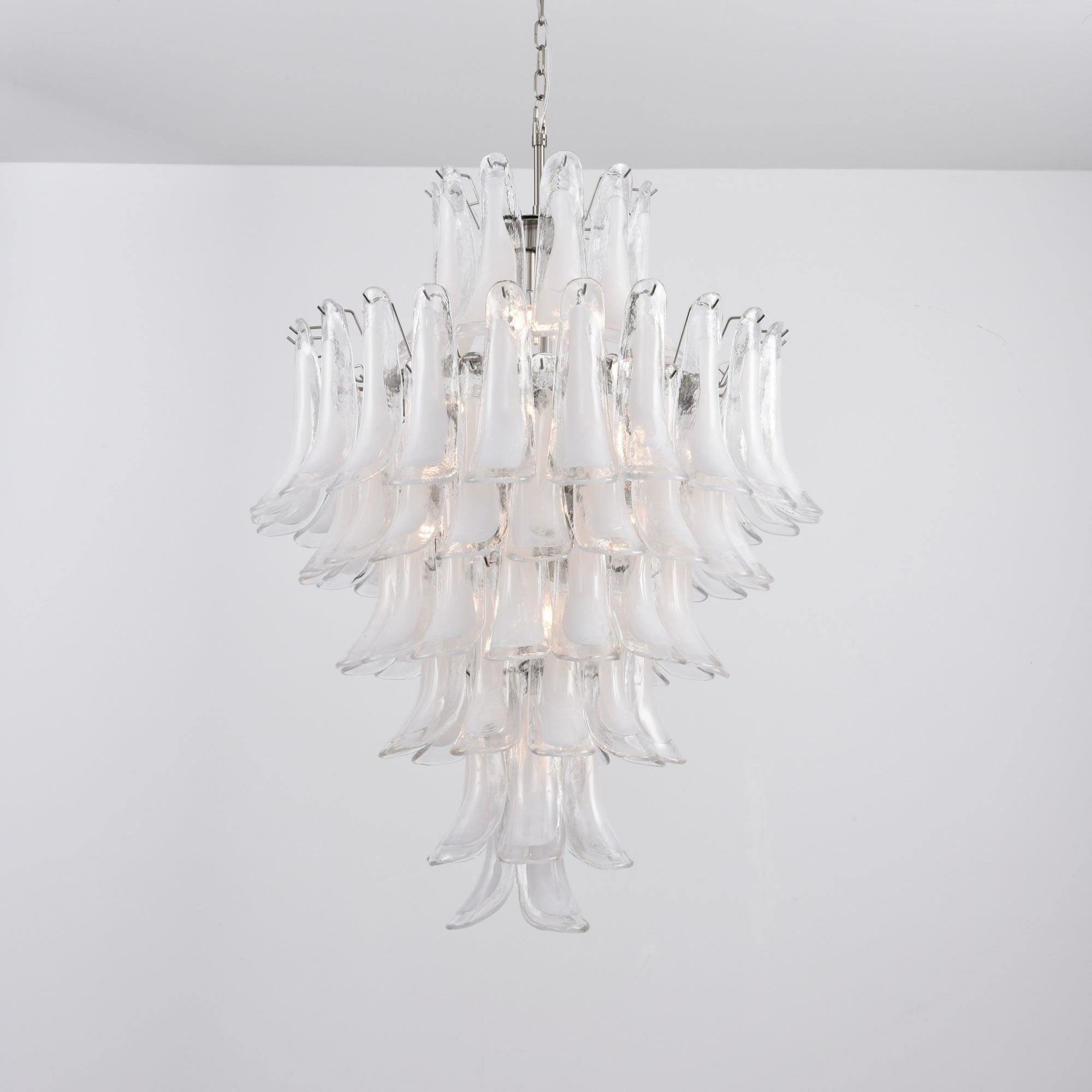 Contemporary White Cloud Glass Petals Chandelier detail view