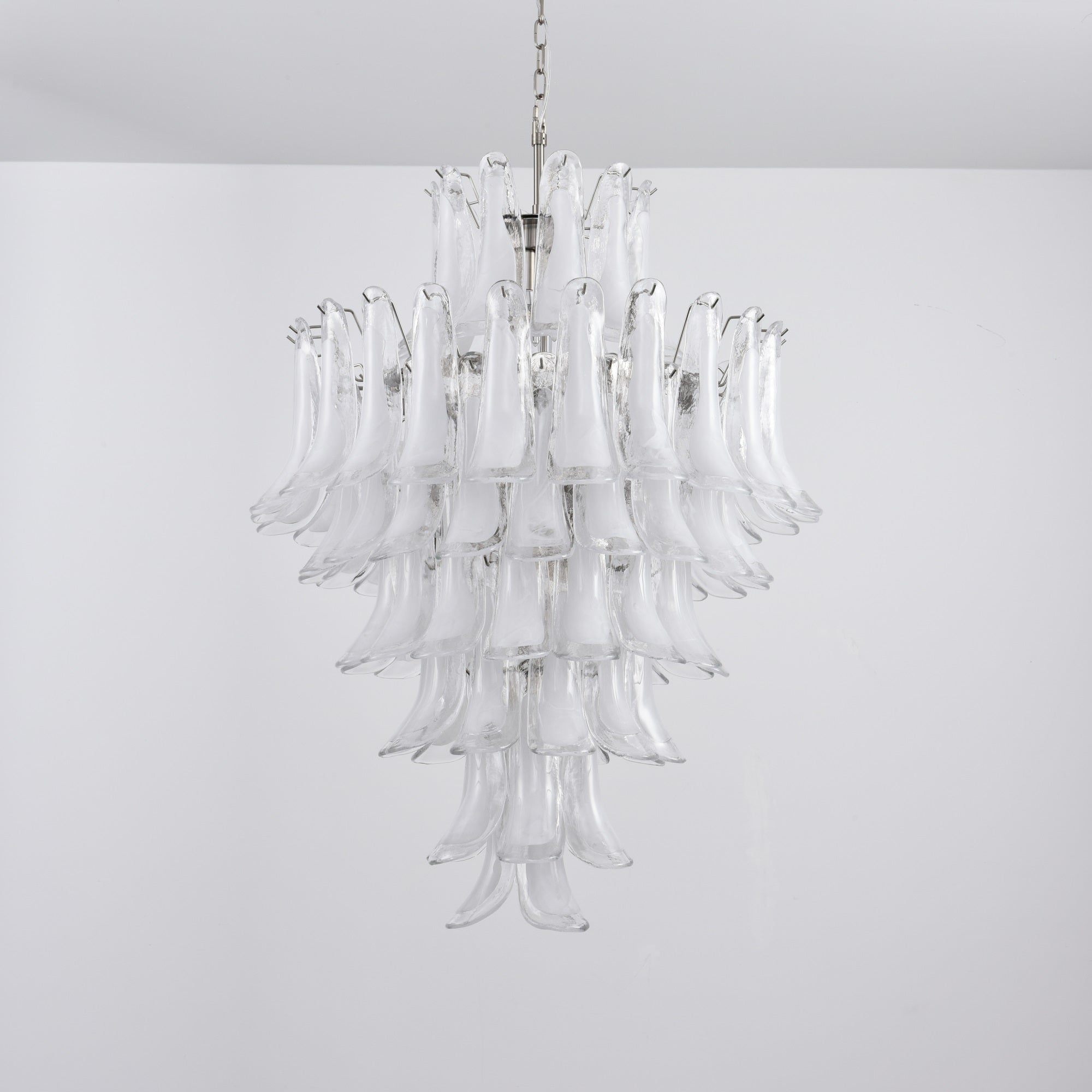 Contemporary White Cloud Glass Petals Chandelier material and finish detail