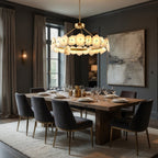 Corton Alabaster Brass Chandelier detail view