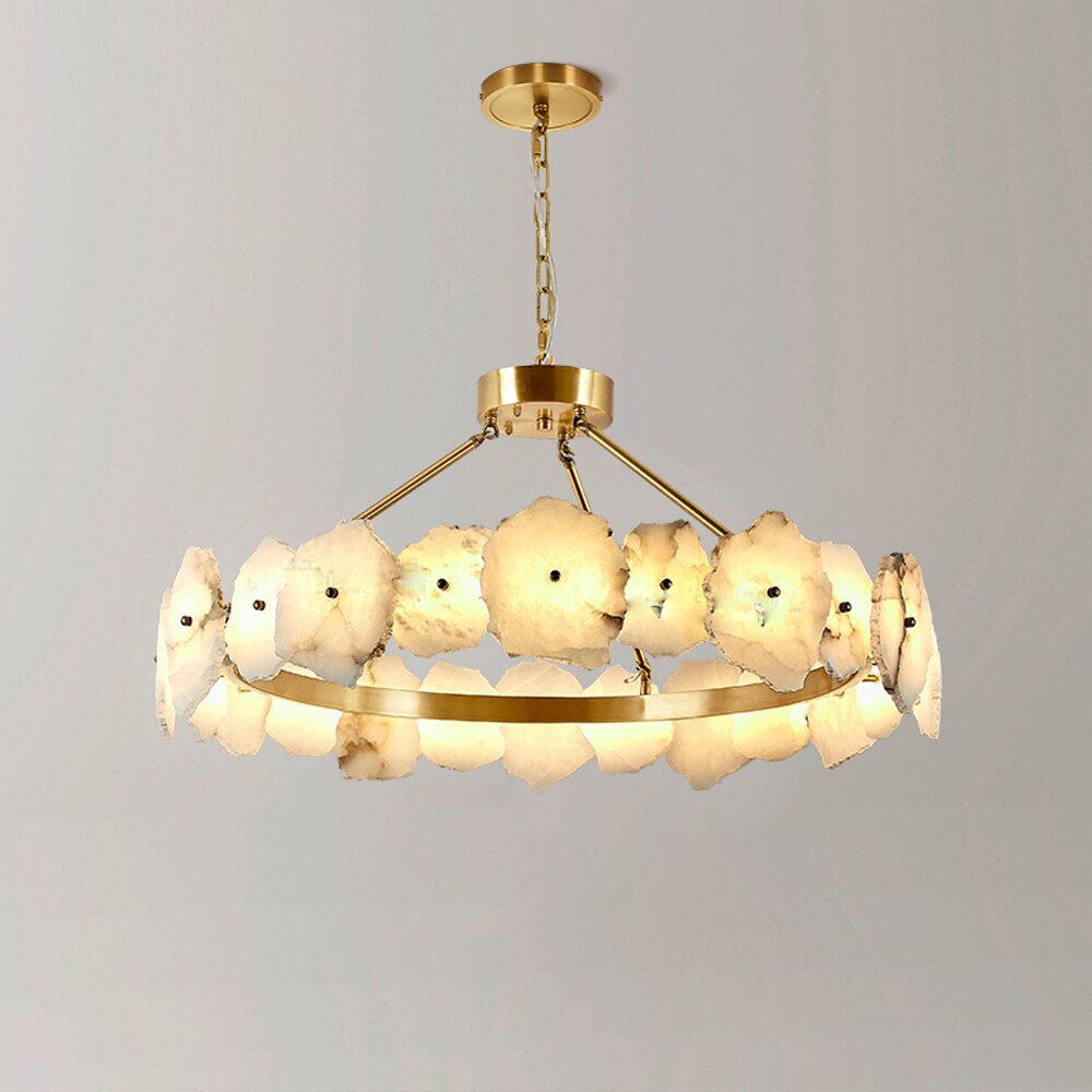 Corton Alabaster Brass Chandelier material and finish detail