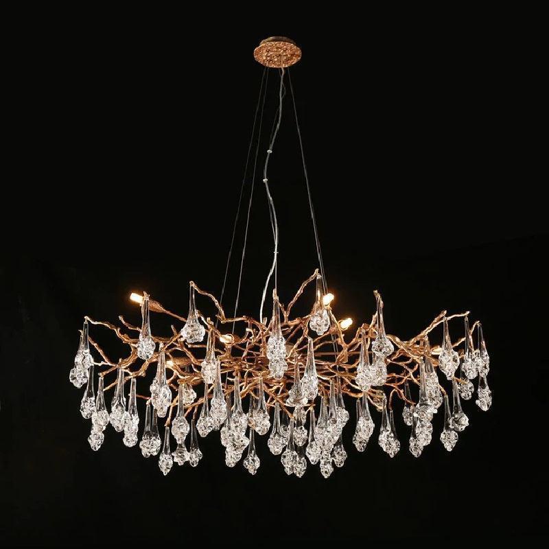 Creative Rose Crystal Brass Branch Chandelier by Bling Lighting Studio