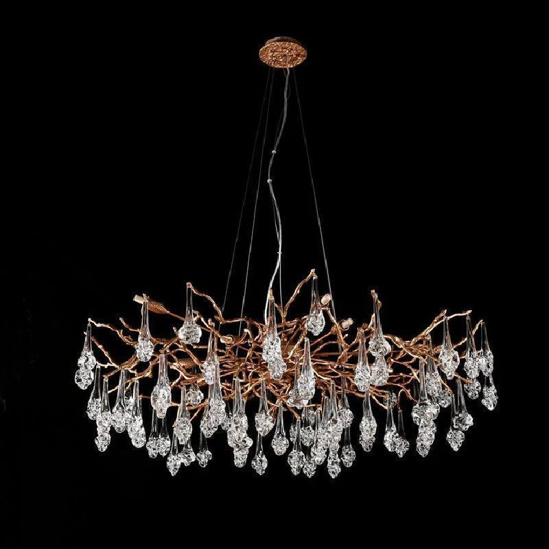 Creative Rose Crystal Brass Branch Chandelier by Bling Lighting Studio