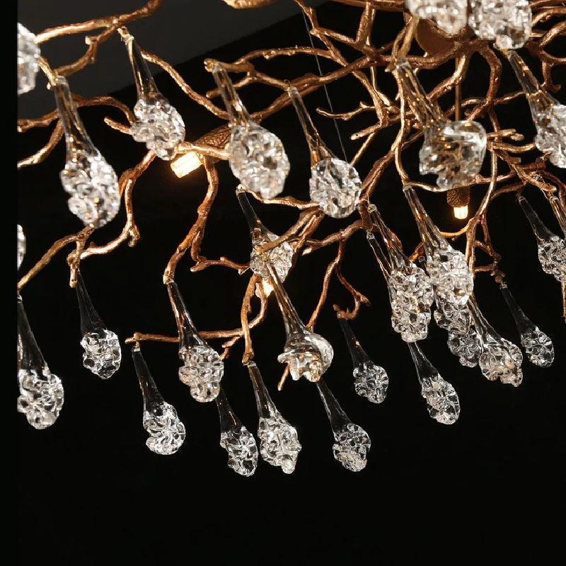 Creative Rose Crystal Brass Branch Chandelier by Bling Lighting Studio