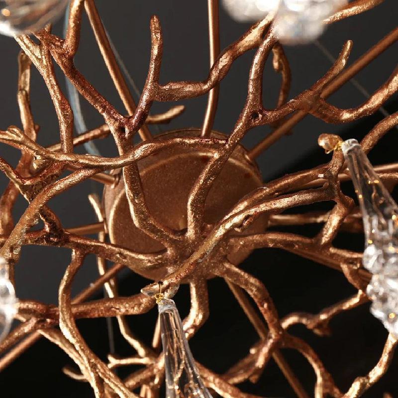 Creative Rose Crystal Brass Branch Chandelier by Bling Lighting Studio