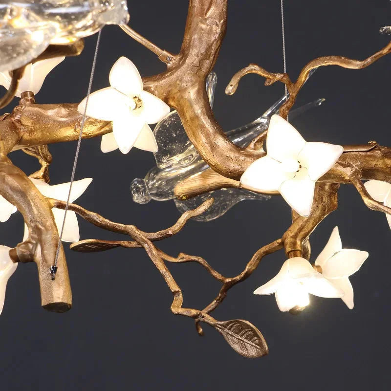 Crissy Branch Brass Bird Branch Linear Chandelier by Bling Lighting Studio