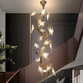Crissy Branch Brass Bird Branch Staircase Chandelier by Bling Lighting Studio