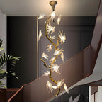 Crissy Branch Brass Bird Branch Staircase Chandelier by Bling Lighting Studio