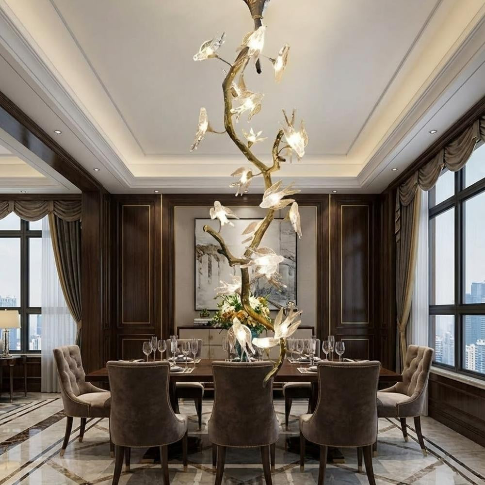Crissy Branch Brass Bird Branch Staircase Chandelier by Bling Lighting Studio