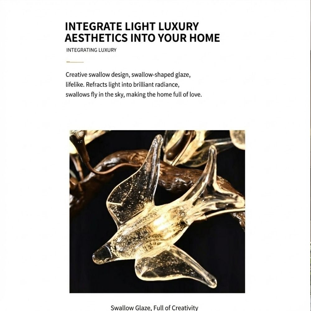 Crissy Branch Brass Bird Branch Staircase Chandelier by Bling Lighting Studio