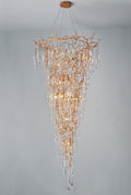 Ciecherella : Crystal Droplet Branch Staircase Chandelier - Modern Copper Chandelier - Designer Lamp