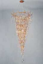 Ciecherella : Crystal Droplet Branch Staircase Chandelier - Modern Copper Chandelier - Designer Lamp