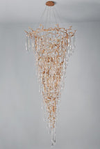 Ciecherella : Crystal Droplet Branch Staircase Chandelier - Modern Copper Chandelier - Designer Lamp