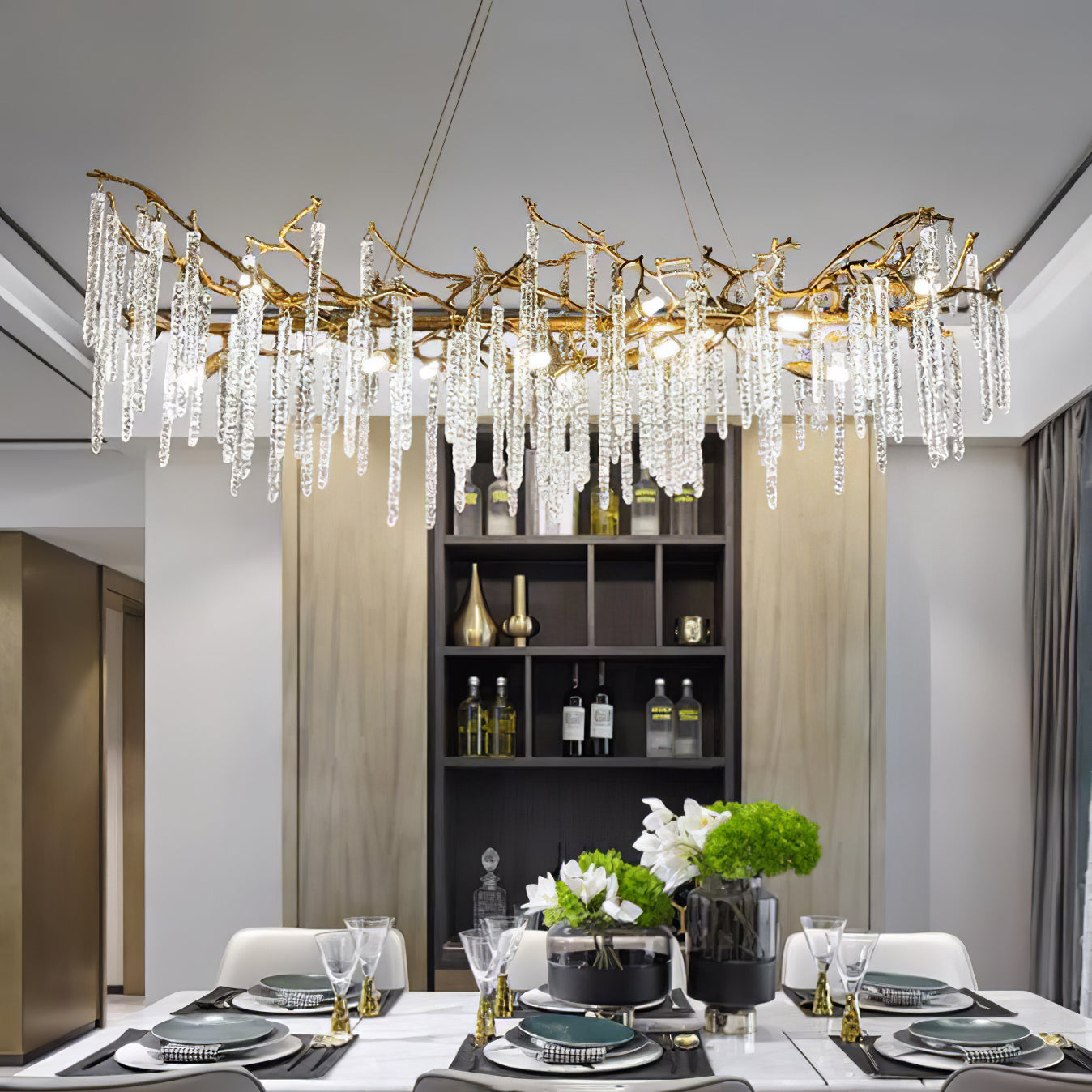 Crystal Icicles Branch Brass Chandelier product image