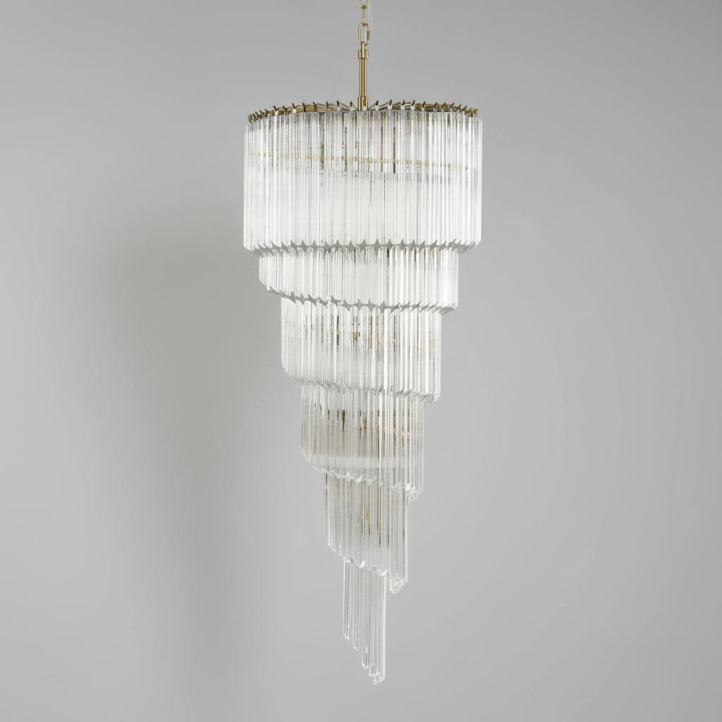 Crystal Spiral Wave Chandelier by Bling Lighting Studio
