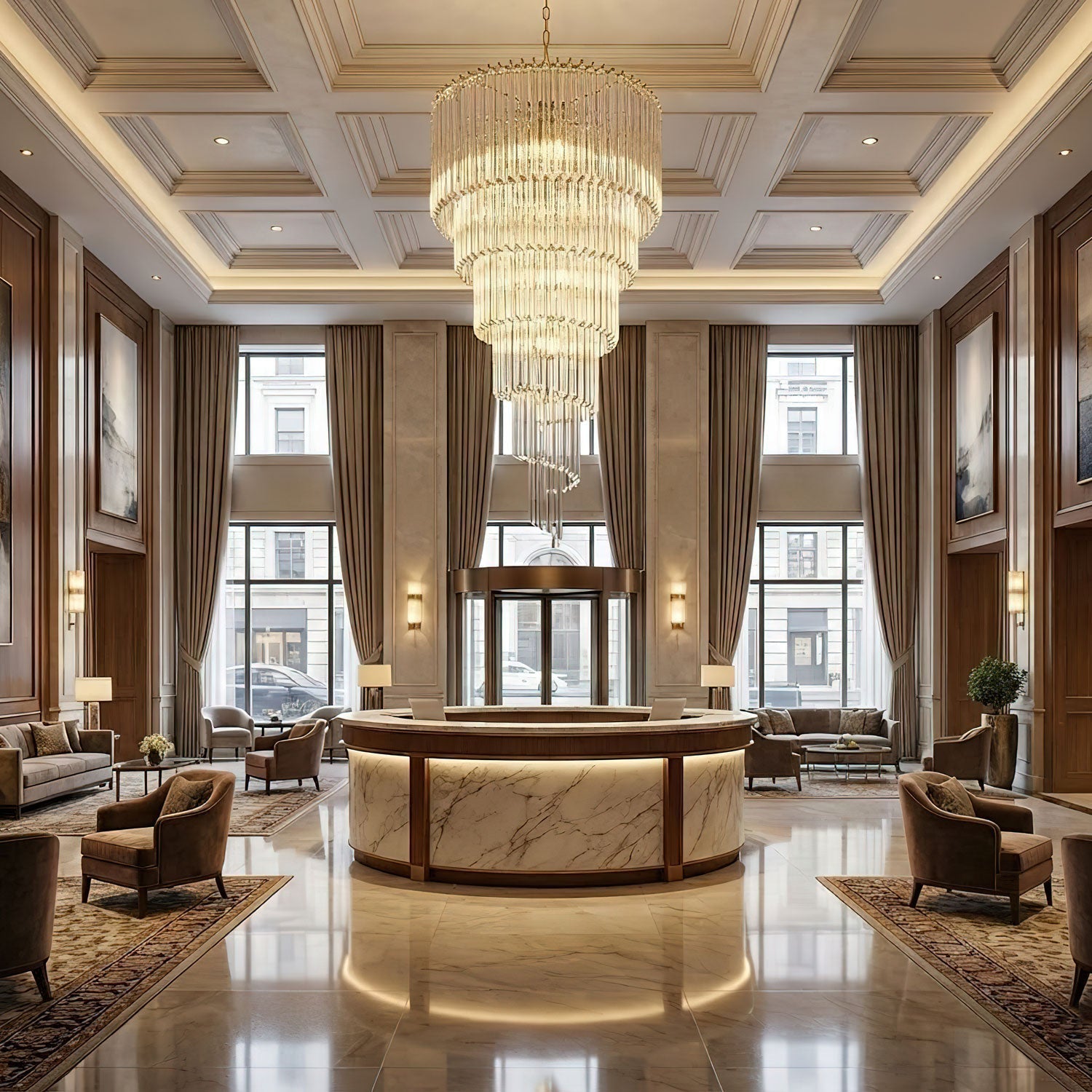 Crystal Spiral Wave Chandelier detail view