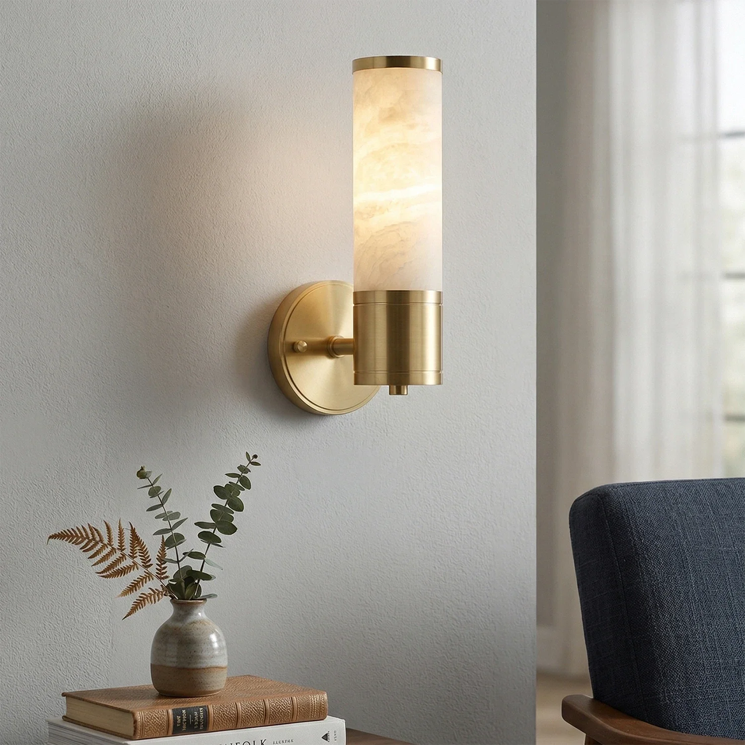 Cylindrical Lampatrin Alabaster Wall Lamp