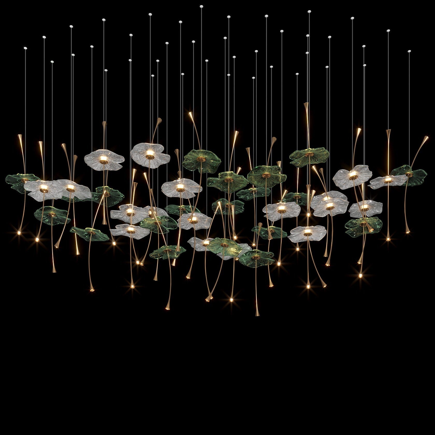 Glass Lotus Pond Chandelier
