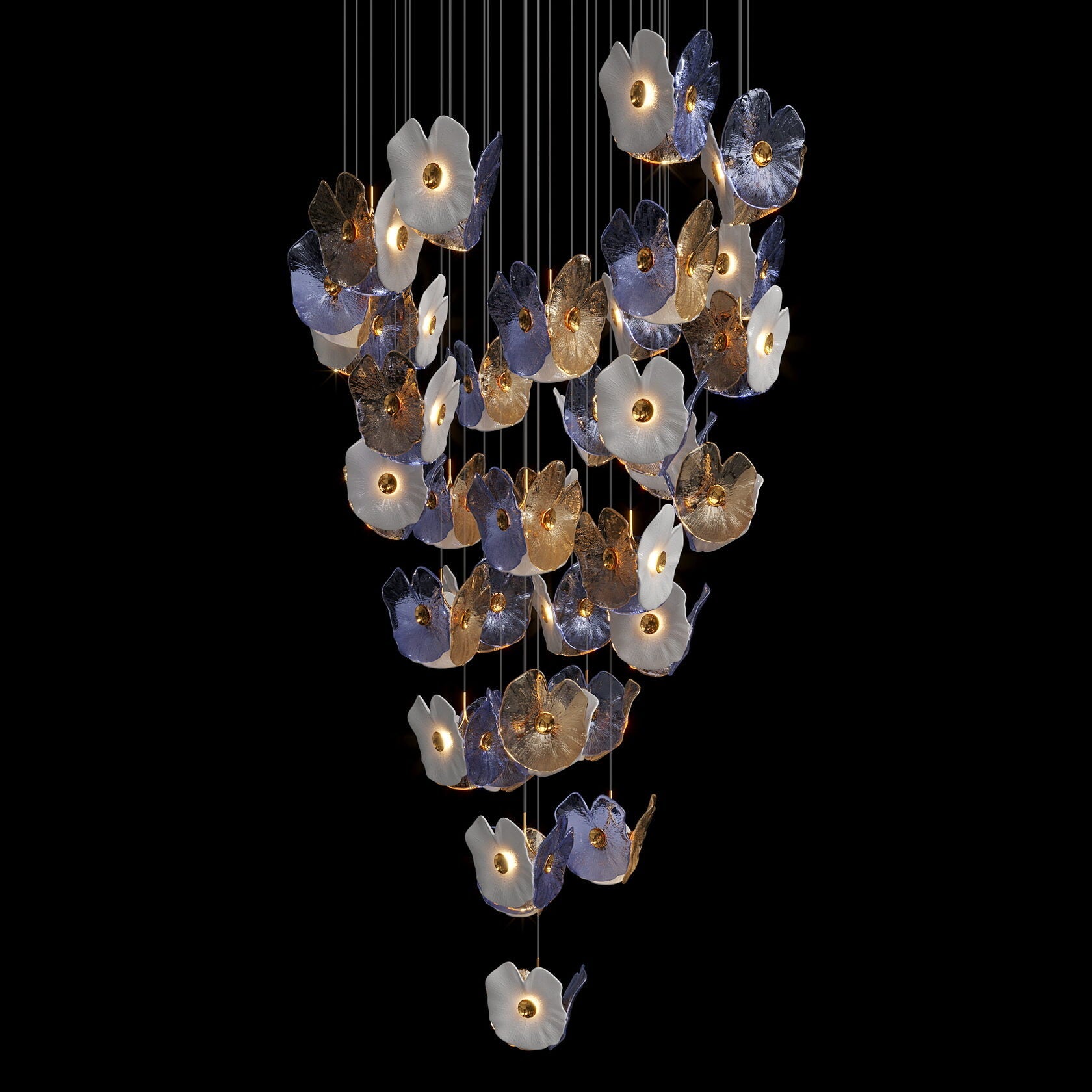Frosted Blossom Cluster Chandelier
