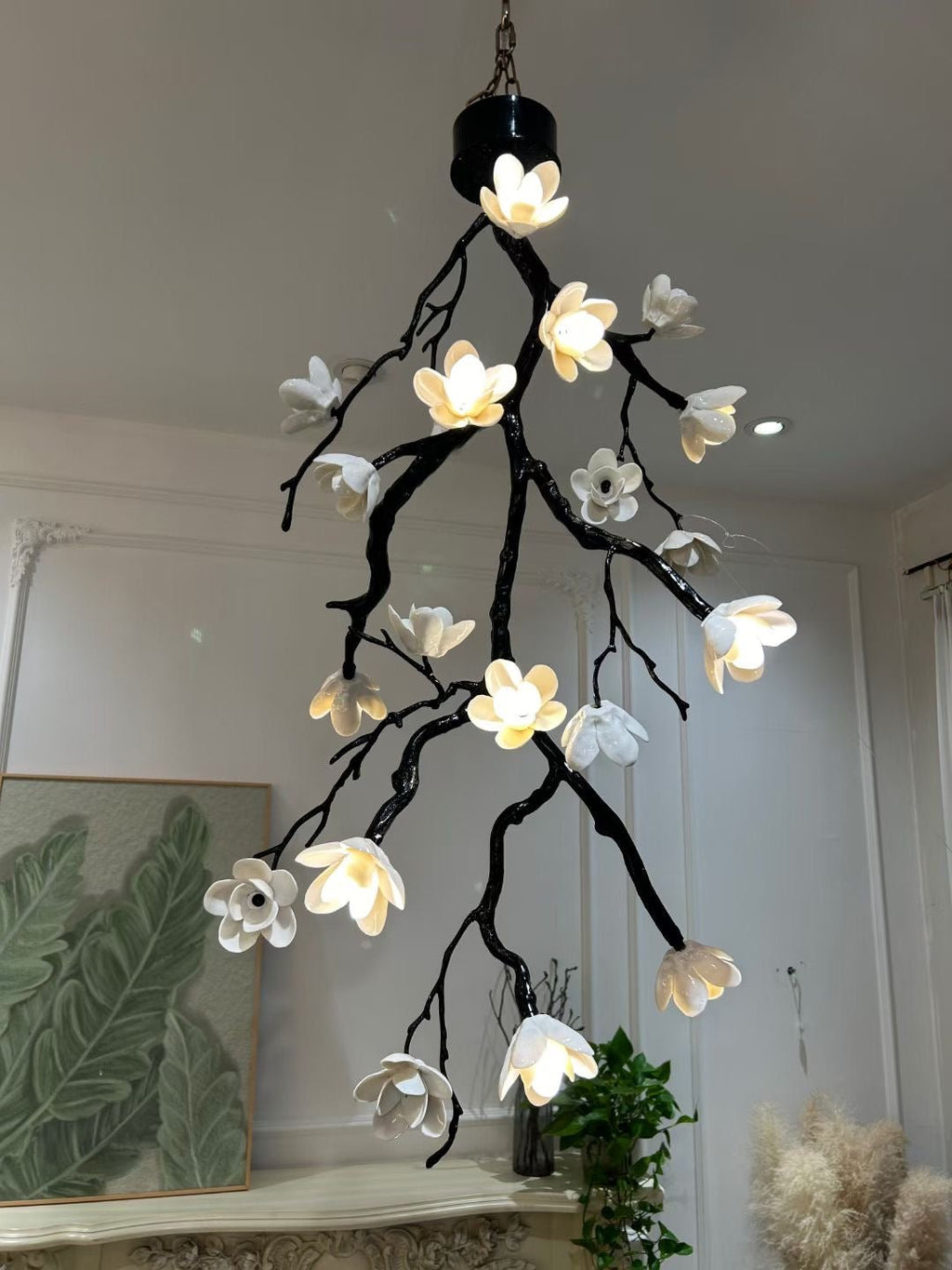 Large Long Branch Flower Chandelier by Bling Lighting Studio