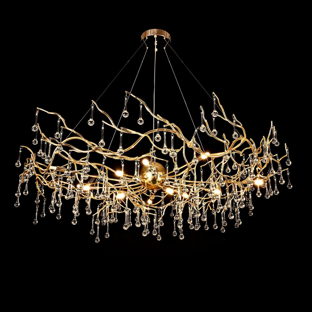 Dawn Livio Teardrop Branching Brass Round Chandelier by Bling Lighting Studio
