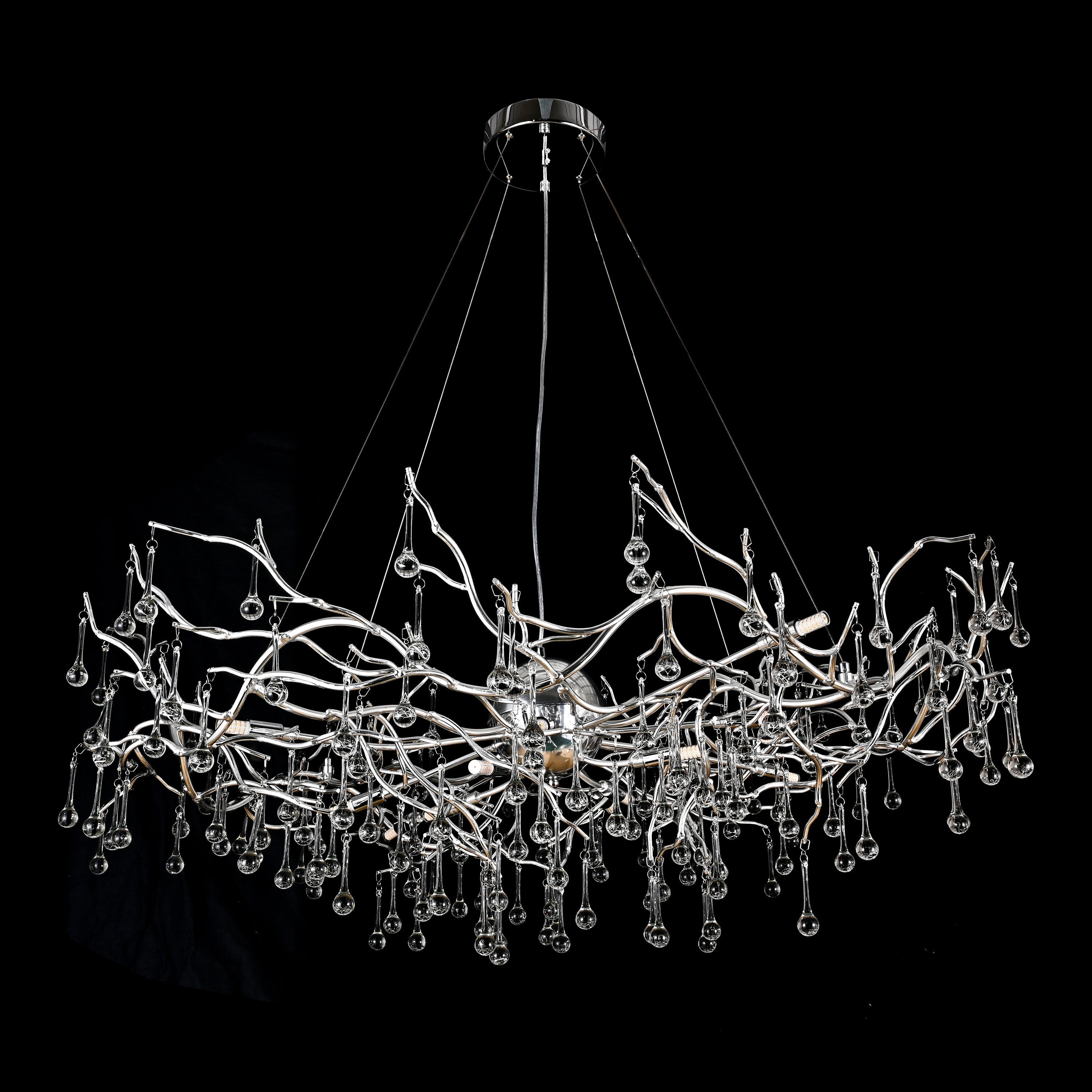 Dawn Livio Teardrop Branching Brass Round Chandelier by Bling Lighting Studio