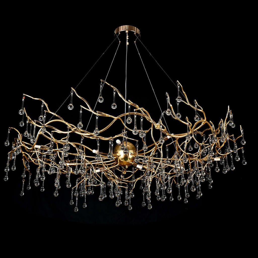 Dawn Livio Teardrop Branching Brass Round Chandelier by Bling Lighting Studio