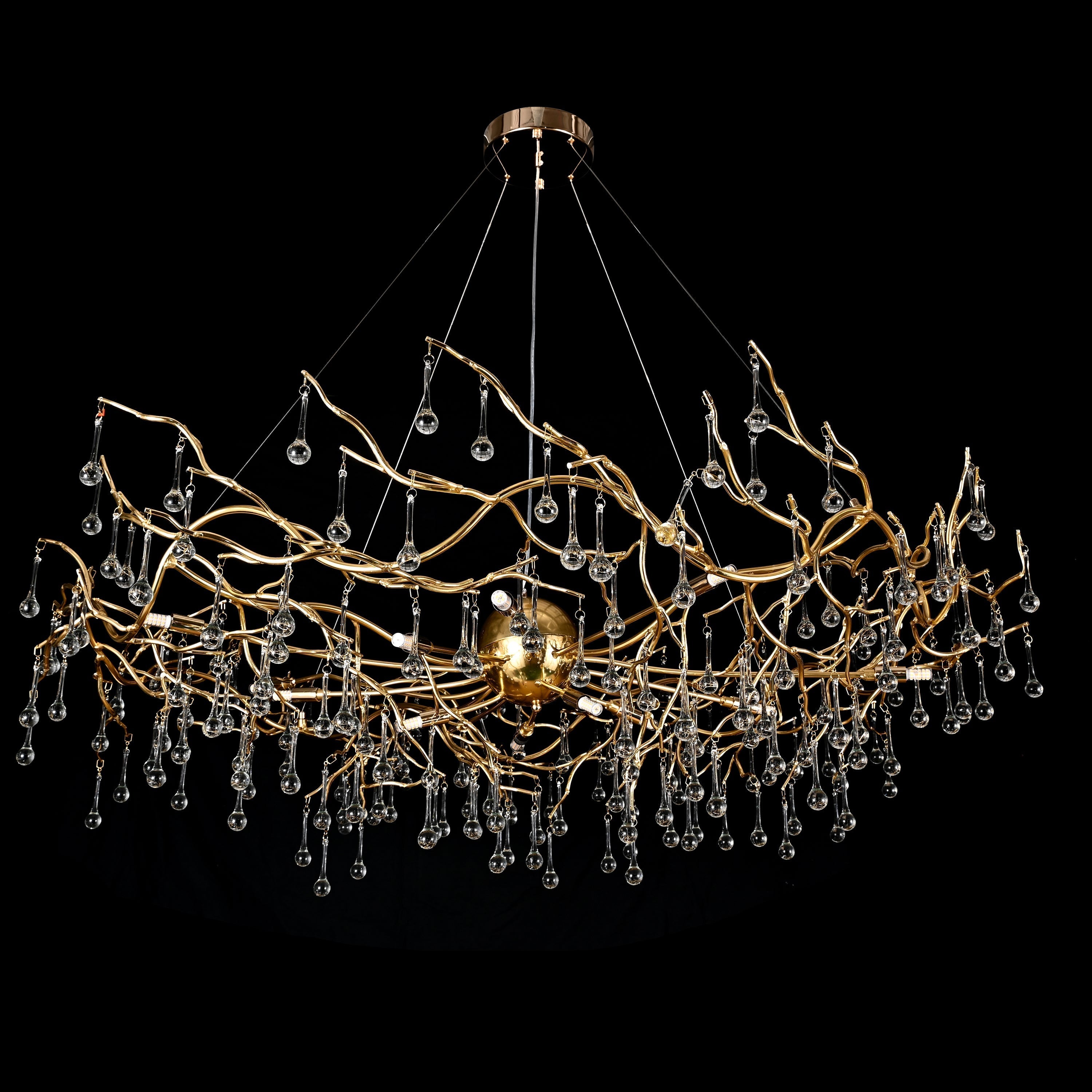 Dawn Livio Teardrop Branching Brass Round Chandelier by Bling Lighting Studio