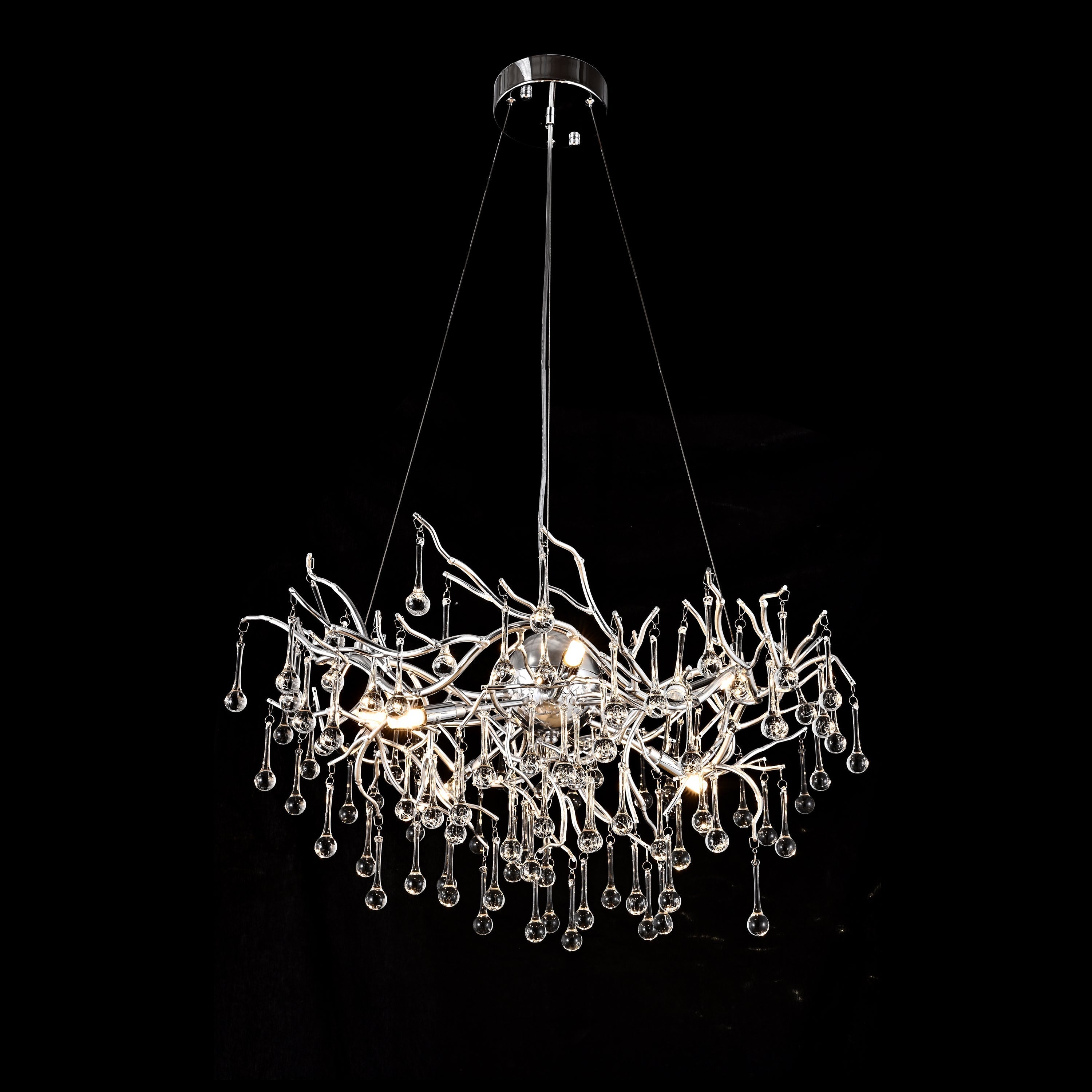 Dawn Livio Teardrop Branching Brass Round Chandelier by Bling Lighting Studio