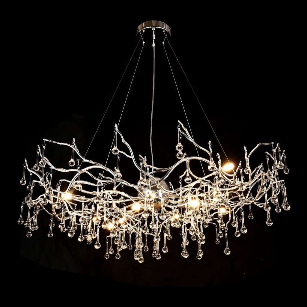 Dawn Livio Teardrop Branching Brass Round Chandelier by Bling Lighting Studio