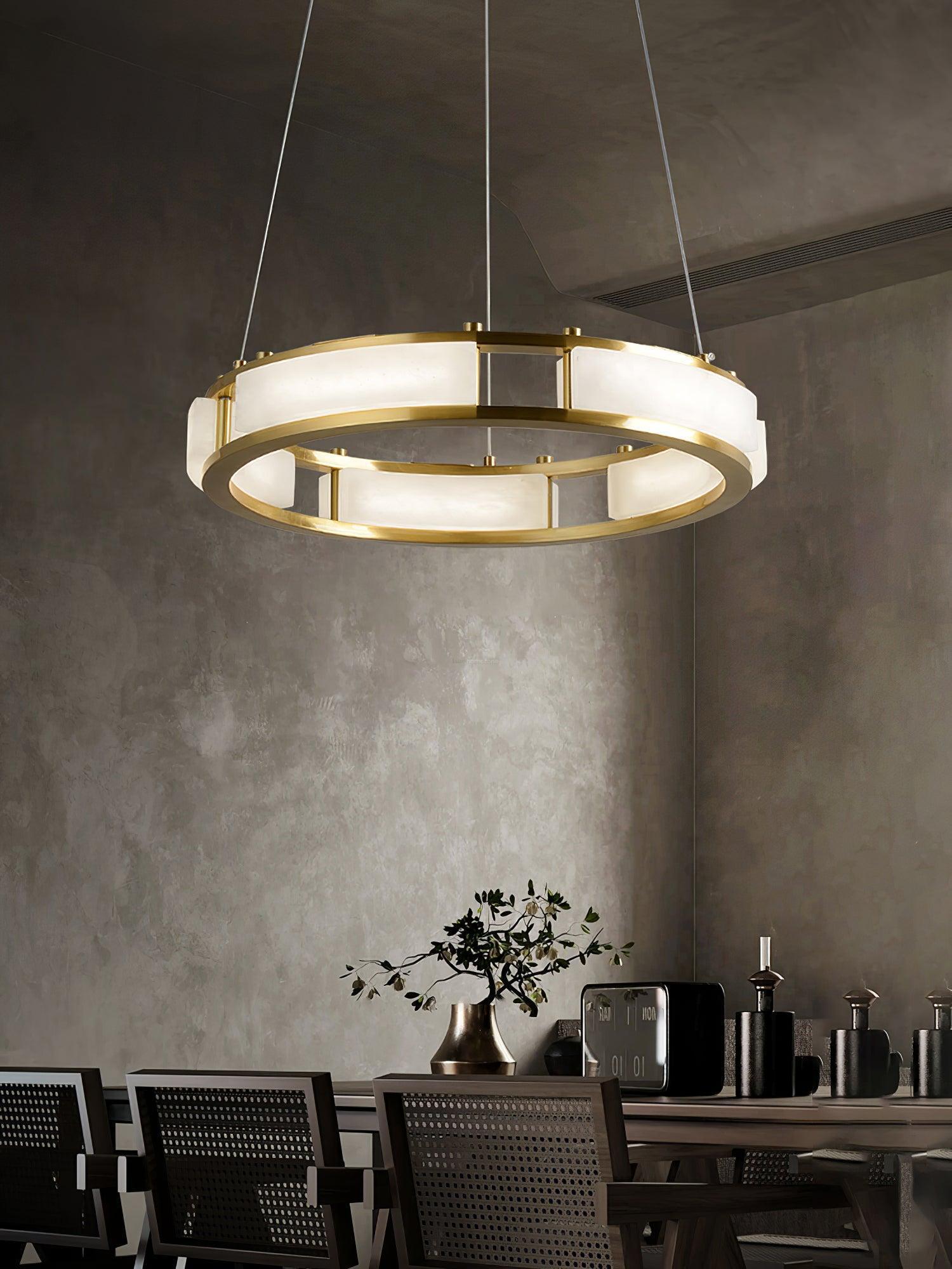 Qatar Alabaster Round Chandelier by Bling Lighting Studio