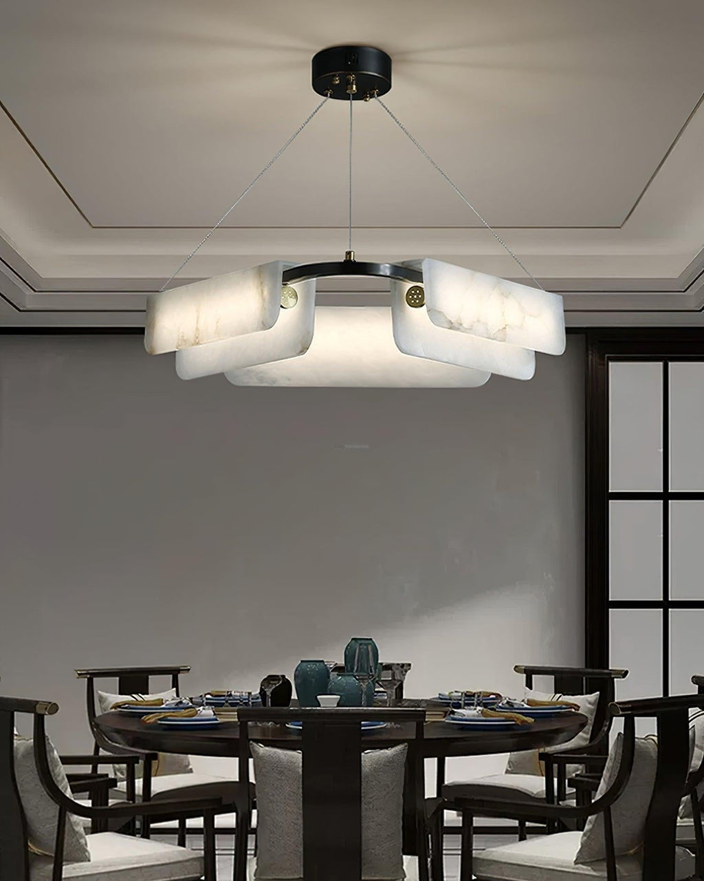 Delia Alabaster Chandelier 23.6''31.5'' by Bling Lighting Studio